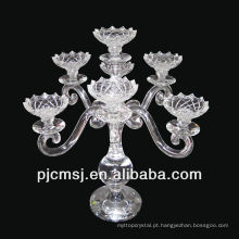 Suporte de vela de vidro de 7 candelabros de cristal dos braços para a decoração ou os presentes da tabela do casamento